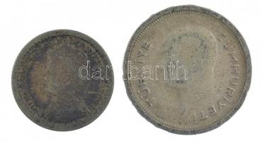 Hollandia 1917. 10c Ag + Törökország 1936. 25k Ag "Kemal Atatürk" T:3,2-
Netherlands 1917...