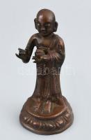Kínai buddhista szerzetes, bronz figura / kis szobor, ujján kis sérüléssel, m: 10,5 cm