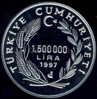 Törökország 1997. 1.500.000L Ag "Barbaros Hayreddin, hajók" T:PP Csak 7.062db!