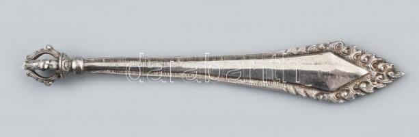 Tibeti ezüst (Ag) kegytárgy, lángoló kard, jelzés nélkül, 25 g, h: 13 cm