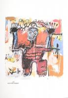 Jean-Michel Basquiat (1960-1988): Cím nélkül. Ofszet, papír, jelzett a nyomaton, szárazpecséttel is jelzett. Számozott: 52/100. Tanúsítvánnyal Lapméret: 70x50 cm, Képméret 45x40 cm / Numbered, marked 70x50 cm