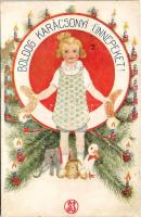 1917 Boldog karácsonyi ünnepeket! Országos Anya- és Csecsemővédő Egyesület 923. sz. / Hungarian Christmas greeting art postcard s: Nagy Sándor (r)