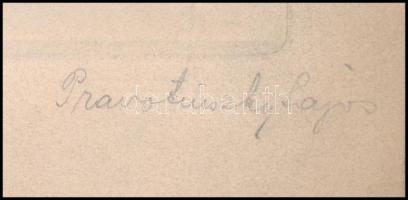 Pravotinszky Lajos (1880-1932): Tanya. Színes rézkarc, papír. Kissé sérült (törésnyomokkal). 28x22 c...