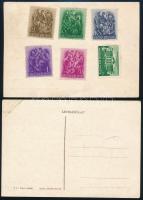 1938 Igazságot Magyarországnak és Feltámadunk feliratos irredenta levelezőlapok alkalmi bélyegzéssel