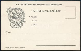cca 1916 M. kir 40. honvéd táb, tarackos ezred árvaalap grafikus levelezőlap