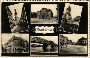 Pozsony, Pressburg, Bratislava; mozaiklap / multi-view postcard (ragasztónyom / glue marks)