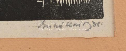 Sinkó Károly (1910-1967): Szent István. Fametszet, papír. Jelzett. Paszpartuban. 27,5x20,5 cm