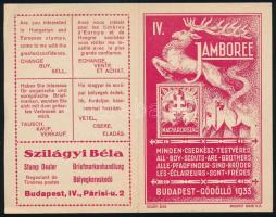1933 Jamboree cserkész bélyegek reklám kiadvány