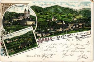 1896 (Vorläufer!!!) Sankt Corona am Wechsel, Hafnerberg, Altenmarkt, St. Corona. Art Nouveau, floral, litho (b)