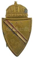 1919. Nemzeti Hadsereg részben zománcozott sapkajelvény (55x31mm) T:2 zománcozás egy része lepattogzott / Hungary 1919. National Army partially enamelled cap badge (55x31mm) C:XF some missing enamel