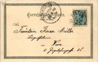 1899 (Vorläufer) Sankt Pölten, Rathausplatz, Landes Lehrer-Seminar, Einquartierungshaus mit Kaiser J...