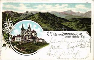 1899 (Vorläufer) Sonntagberg, pilgrimage church. Franz Schemm Kunstanstalt Art Nouveau, floral, litho (EK)