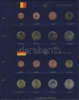 Euro-gyűjtemény 12 ország Euro forgalmi pénzei 1c-2€, vegyes évszámú komplett sorok, dekor...