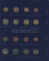 Euro-gyűjtemény 12 ország Euro forgalmi pénzei 1c-2€, vegyes évszámú komplett sorok, dekor...