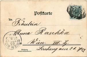 1900 Wien, Vienna, Bécs; Stephans-Dom, Graben / church, street view. Kunstanstalt J. Miesler Art Nou...