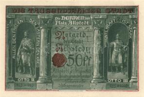 Német Birodalom / Weimari Köztársaság / Alstedt 1921. 10Pf + 25Pf + 50Pf(6x) összesen 8klf db, telje...