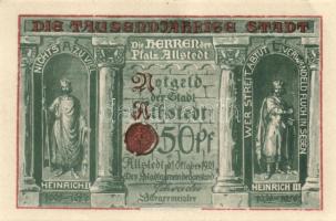 Német Birodalom / Weimari Köztársaság / Alstedt 1921. 10Pf + 25Pf + 50Pf(6x) összesen 8klf db, telje...