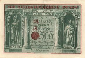 Német Birodalom / Weimari Köztársaság / Alstedt 1921. 10Pf + 25Pf + 50Pf(6x) összesen 8klf db, telje...