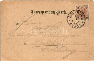 1896 (Vorläufer!!!) Salzburg, castle, gate, funicular railway. H. Metz Art Nouveau, floral, litho (E...