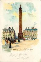 1900 Paris, Place Vendome / square. Th. W. Dessin 3. litho (worn corners)