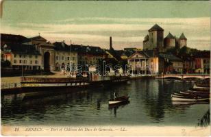 Annecy, Port et Chateau des Ducs de Genevois / port, castle, steamship, bridge (fl)