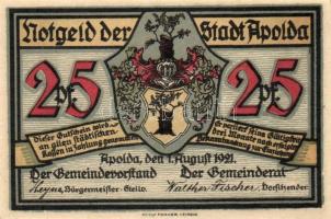 Német Birodalom / Weimari Köztársaság / Apolda 1921. 25Pf(6x) 6klf db, teljes sor T:I