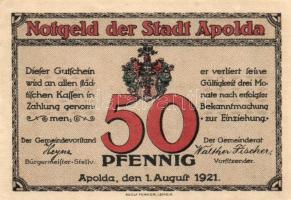 Német Birodalom / Weimari Köztársaság / Apolda 1921. 50Pf(6x) 6klf db, teljes sor T:I