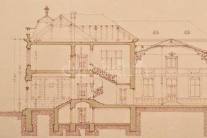 1901 Brassó Árvaház utcai leányiskola és tornaterem tervrajza 3 db terv a tervező .. Lajos autográf ...