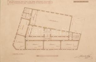 1901 Brassó Árvaház utcai leányiskola és tornaterem tervrajza 3 db terv a tervező .. Lajos autográf ...