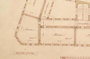 1901 Brassó Árvaház utcai leányiskola és tornaterem tervrajza 3 db terv a tervező .. Lajos autográf ...