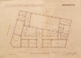 1901 Brassó Árvaház utcai leányiskola és tornaterem tervrajza 3 db terv a tervező .. Lajos autográf ...
