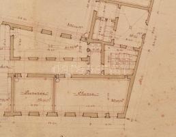 1901 Brassó Árvaház utcai leányiskola és tornaterem tervrajza 3 db terv a tervező .. Lajos autográf ...