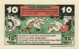 Német Birodalom / Weimari Köztársaság / Bad Harzburg 1921. 10Pf + 20Pf + 50Pf + 75Pf 4klf db, teljes...