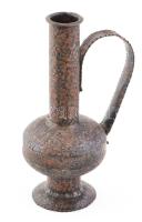 Retró füles váza, kézzel kovácsolt vas, kopásnyomokkal, jelzés nélkül, m: 29 cm