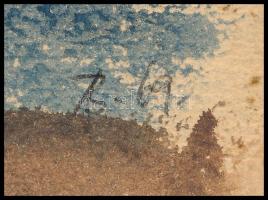 Bíró Ákos (?-): Esti táj, Akvarell, papír, jelzett, kartonra kasírozva, hátoldalán autográf ajándéko...