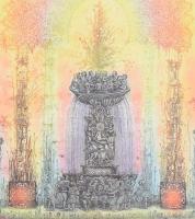 Gross Arnold: Kék álmok városa nyomat aláírással 29x48 cm Sarka gyűrött