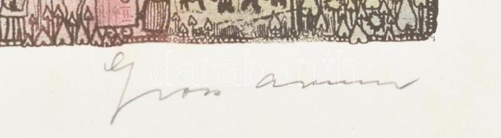 Gross Arnold: Kék álmok városa nyomat aláírással 29x48 cm