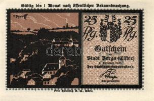 Német Birodalom / Weimari Köztársaság / Berga 1921. 25Pf + 50Pf(2x) + 75Pf 4klf db, teljes sor T:I