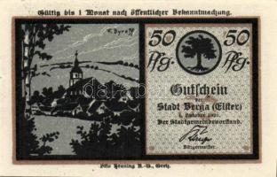 Német Birodalom / Weimari Köztársaság / Berga 1921. 25Pf + 50Pf(2x) + 75Pf 4klf db, teljes sor T:I