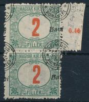 Nagyvárad 1919 Portó 2f pár nagyon látványosan elcsúszott felülnyomással / Mi P3 II. pair with strongly shifted overprint. Signed: Bodor