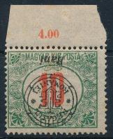 Nagyvárad 1919 Portó 10f fordított felülnyomással / Mi P6 II. with inverted overprint. Signed: Bodor