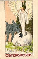 1917 Ostergrüsse! Friede / Első világháborús osztrák-magyar katonai húsvéti üdvözlet / WWI K.u.K. military Easter greeting s: E. Kutzer
