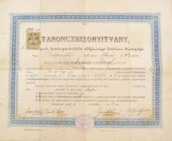 1912 Varró tanonc oklevele a hajtásoknál hiánnyal. 30x45 cm