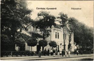 1906 Gyoma, pályaudvar, vasútállomás. Klein Vilmos (Kis Klein) kiadása