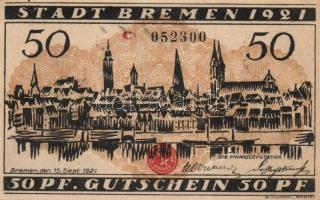 Német Birodalom / Weimari Köztársaság / Bremen 1921. 25Pf + 50Pf + 75Pf 3klf db, teljes sor T:I