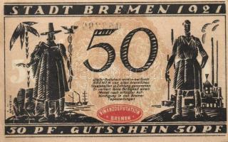 Német Birodalom / Weimari Köztársaság / Bremen 1921. 25Pf + 50Pf + 75Pf 3klf db, teljes sor T:I