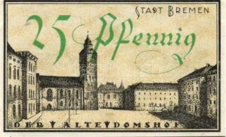 Német Birodalom / Weimari Köztársaság / Bremen 1921. 25Pf + 50Pf + 75Pf 3klf db, teljes sor T:I