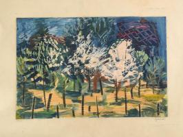 Máriási Masznyik Iván (1928-1997): Táj, akvarell, papír, jelzett. 45x60 cm