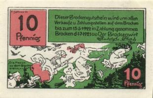 Német Birodalom / Weimari Köztársaság / Brocken 1921. 10Pf +25Pf + 50Pf + 75Pf 4klf db, teljes sor T:I