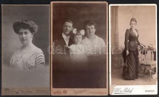 cca 1870-1900 8 db vegyes kabinetfotó 21 cm-ig, benne sok hölgy divat